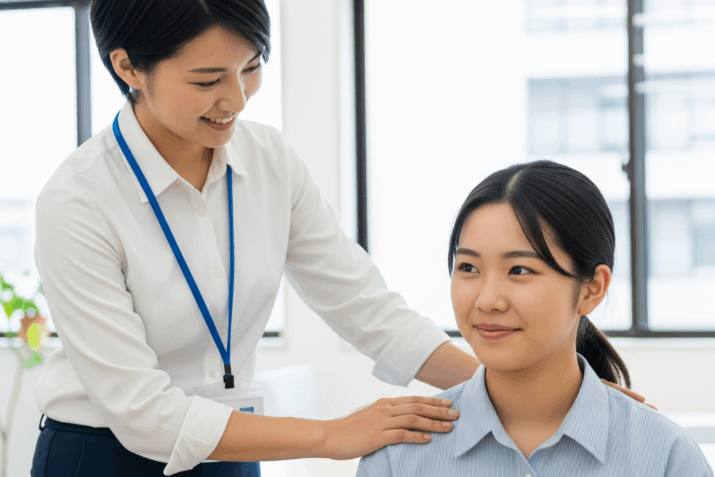 Youtopiaの専任キャリアコンサルタントによる、採用後の定着サポートと継続的なフォローアップの様子