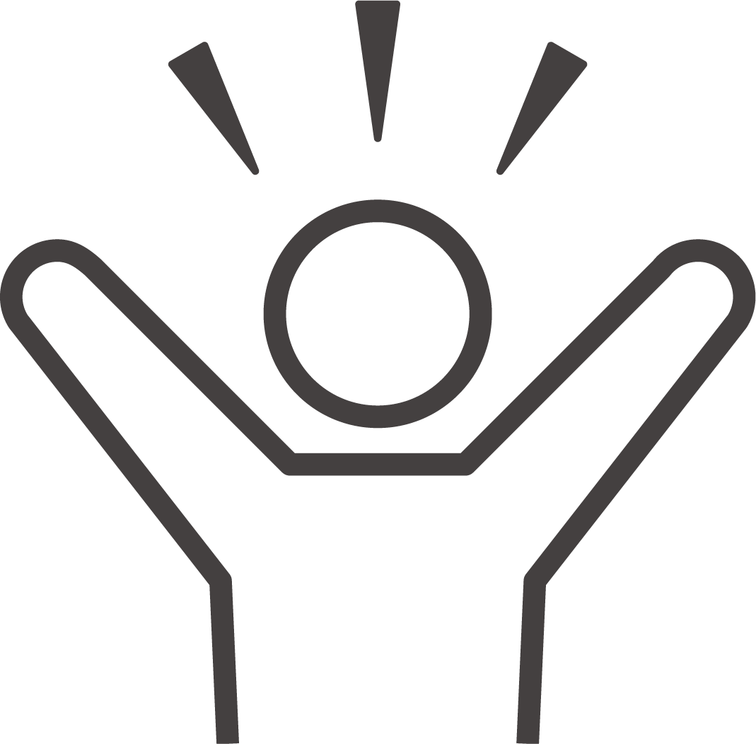 Youtopiaの有給休暇取得率を示す、万歳をして喜んでいる人物のアイコン