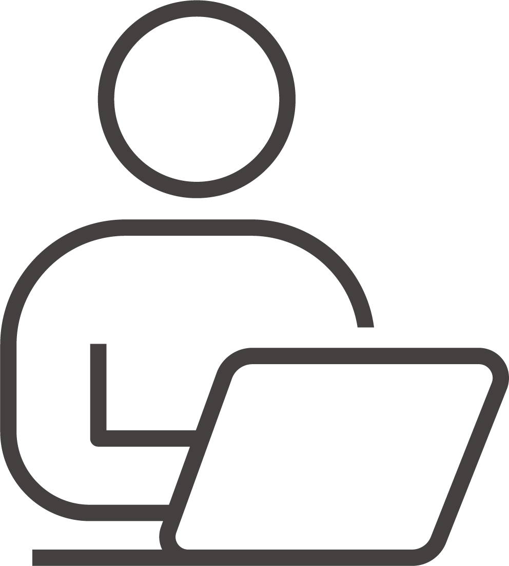 Youtopiaの平均年齢を示す、ノートパソコンを使う人物のアイコン